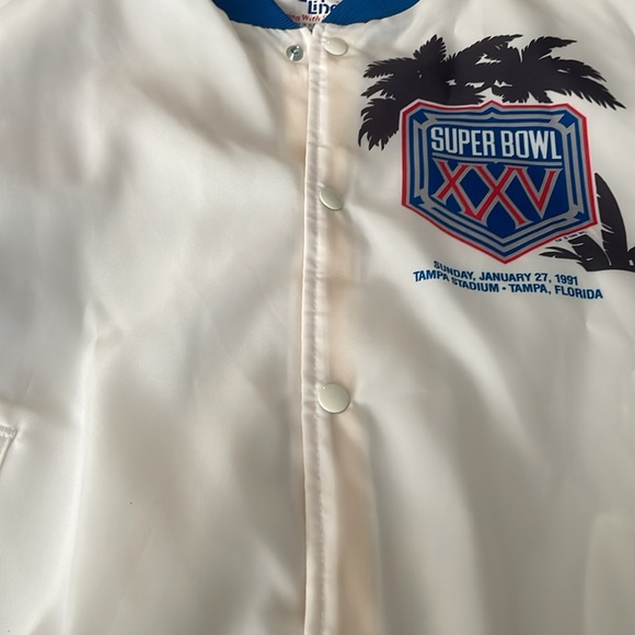 Men’s VINTAGE MADE IN USA CHALK LINE SUPERBOWL XXV SILVER ANNIVERSARY JACKET SZL - Picture 6 of 8